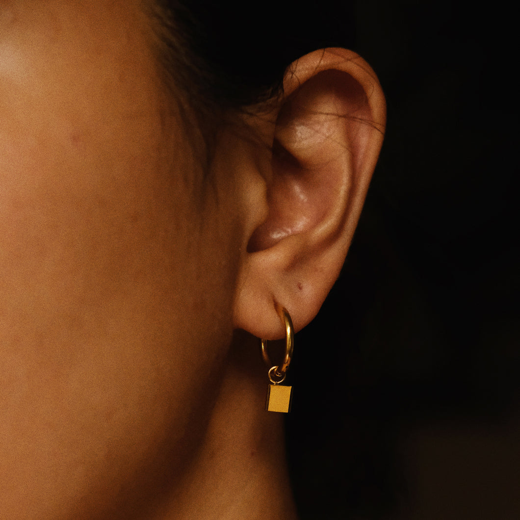 Cube Drop Earrings - Gold