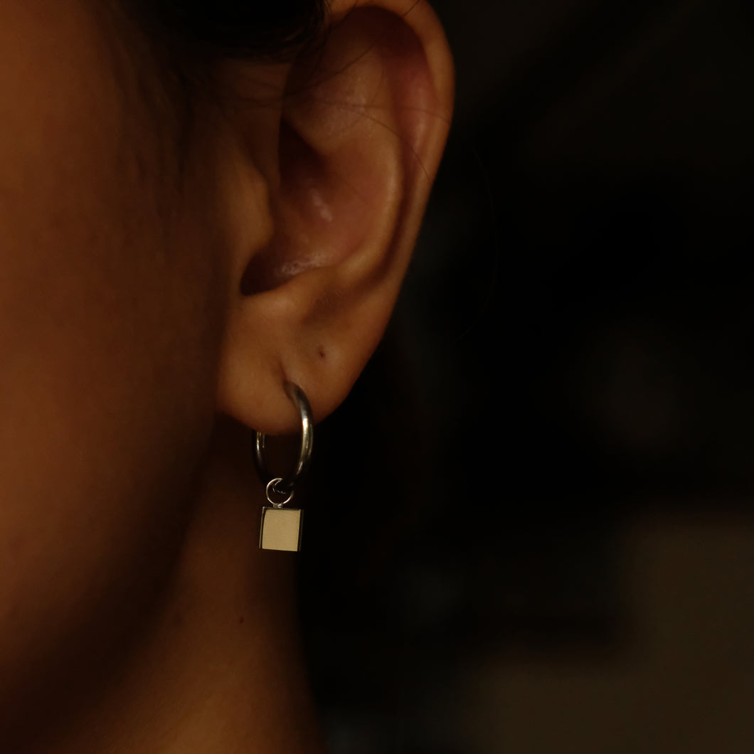 Cube Drop Earrings - Silver